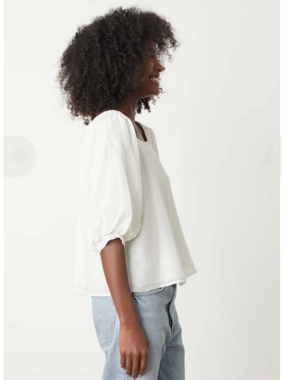 Velvet by Graham & Spencer Jolene Silk Cotton White Top, M, Boho Luxe Bardot - Picture 2 of 10